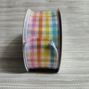 Wired Ribbon 1.5" x 30' Easter Pastel Multicolor Plaid Checked Gingham Pattern